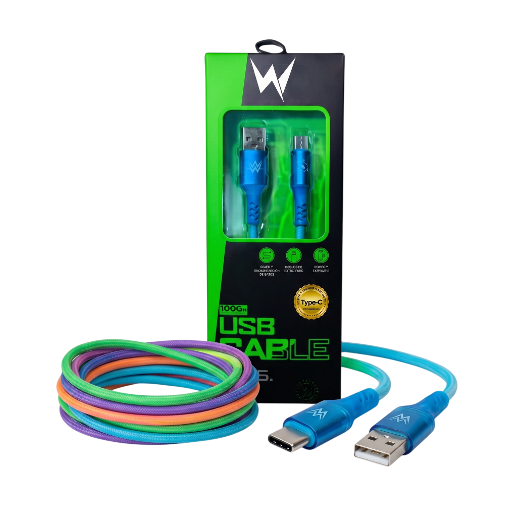 Cable 100W Rainbow Braided